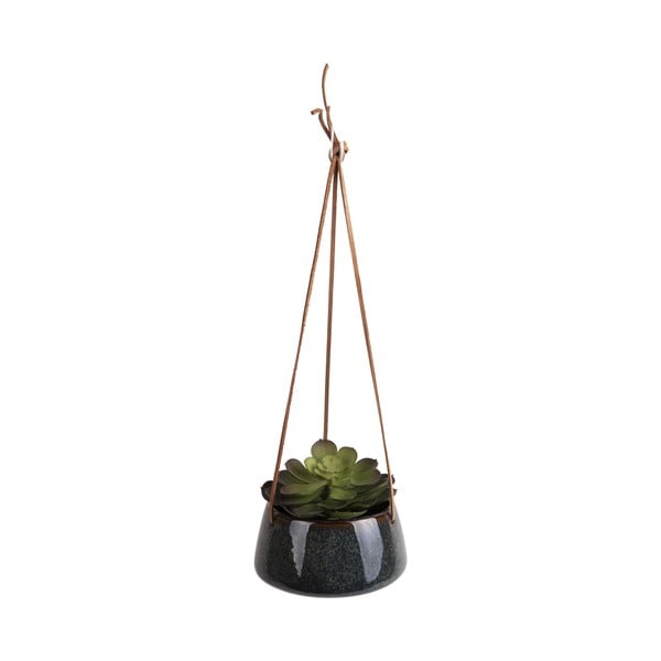 Tumši zaļš keramikas piekaramais puķu pods PT LIVING Unique, ø 20,5 cm-image-2