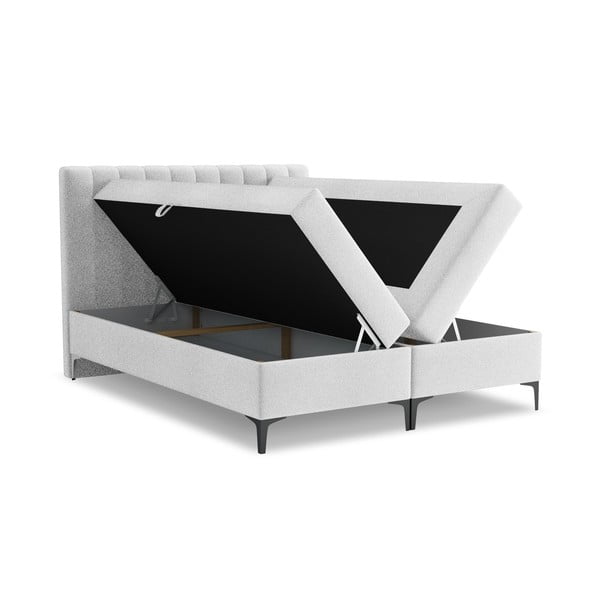 Sudraba krāsas atsperu gulta ar veļas kasti 160x200 cm Puhala – Makamii-image-1