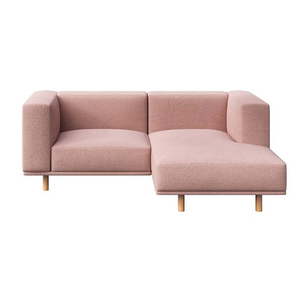 Gaiši rozā stūra dīvāns no buklē auduma (ar labo stūri) Kukumo – Ame Yens