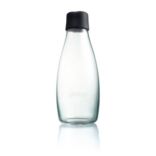 Melna stikla pudele ar mūža garantiju ReTap, 500 ml