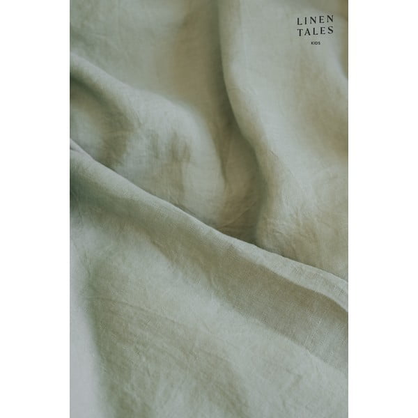Zaļš lina palags ar gumiju bērniem Linen Tales Nature, 60 x 120 cm-image-1