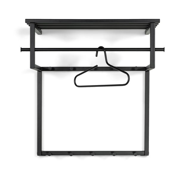Melns metāla sienas pakaramais ar plauktu 76 cm Rizzoli – Spinder Design-image-2