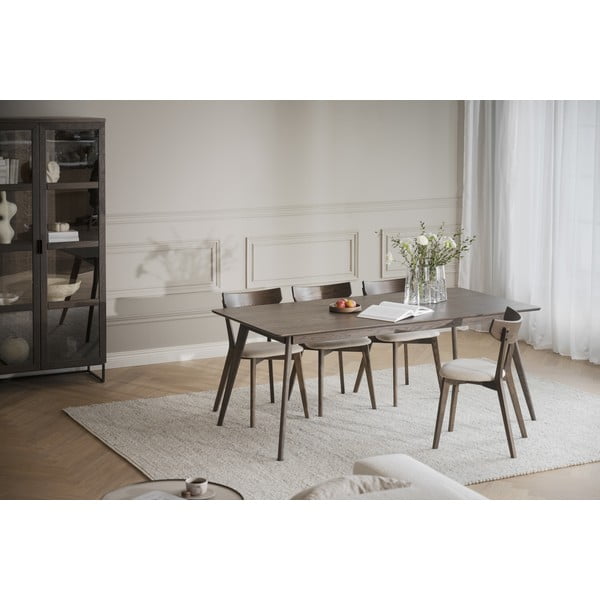 Tumši brūns izvelkams ēdamgalds ar ozolkoka imitāciju 90x190 cm Yumi – Rowico-image-3