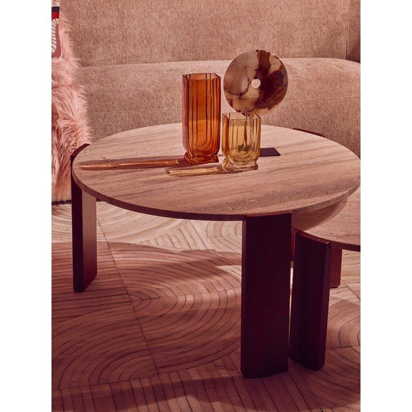Brūns/gaiša dabīga toņa apaļš žurnālgaldiņš ar marmora virsmu ø 60 cm Palermo – Premier Housewares-image-3