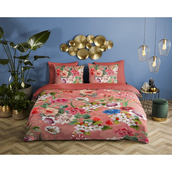 Oranža divguļamā gultas veļa no kokvilnas satīna 240x220 cm Amalia – Descanso-image-1