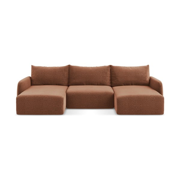 Ķieģeļu sarkans salokāms/ar uzglabāšanas vietu stūra dīvāns Kalena – Makamii