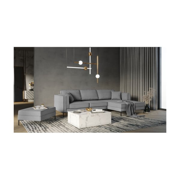 Pelēks stūra dīvāns Milo Casa Attilio, labais stūris-image-4