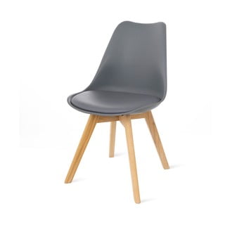2 pelēku krēslu komplekts ar dižskābarža kājām Bonami Essentials Retro