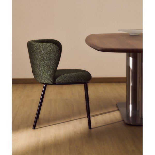 Zaļš polsterēts ēdamistabas krēsls Ciselia – Kave Home-image-1