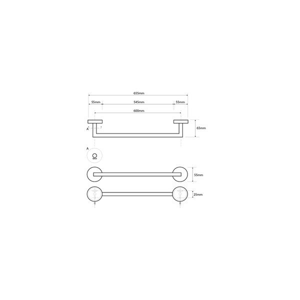 Nerūsējošā tērauda dvieļu turētājs Sapho X-Steel, platums 65 cm-image-1