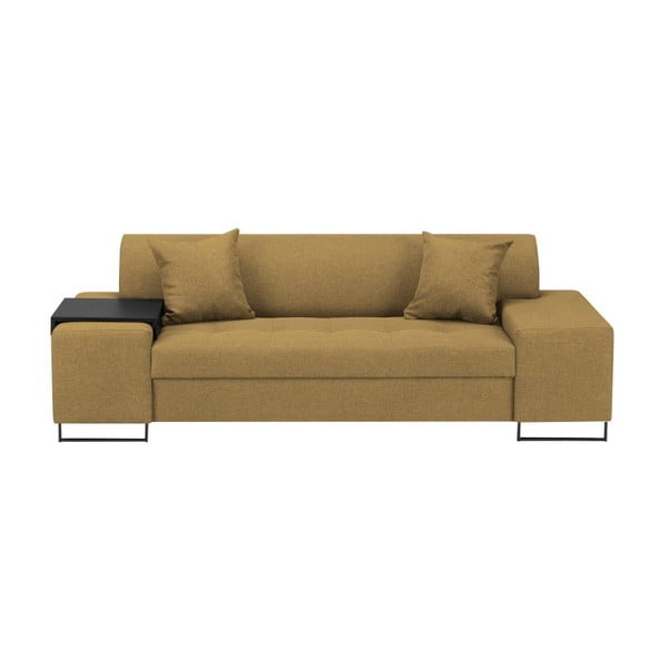 Medus dzeltens dīvāns ar melnām kājām Cosmopolitan Design Orlando, 220 cm