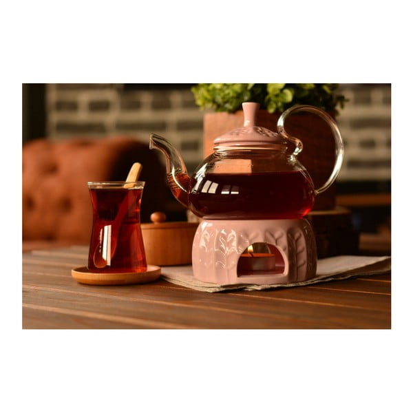 Stikla tējkanna ar sildītāju tējas svecēm Tasev, tilpums 600 ml-image-1
