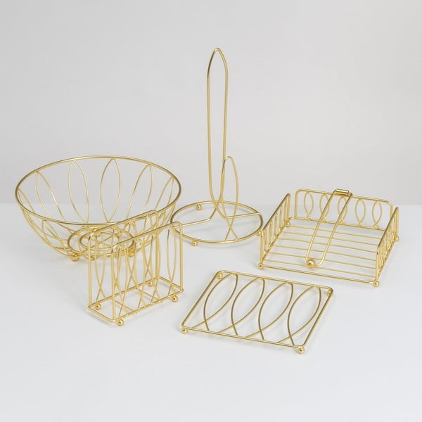 Zelta krāsas metāla papīra dvieļu statīvs ø 16 cm – Casa Selección-image-1