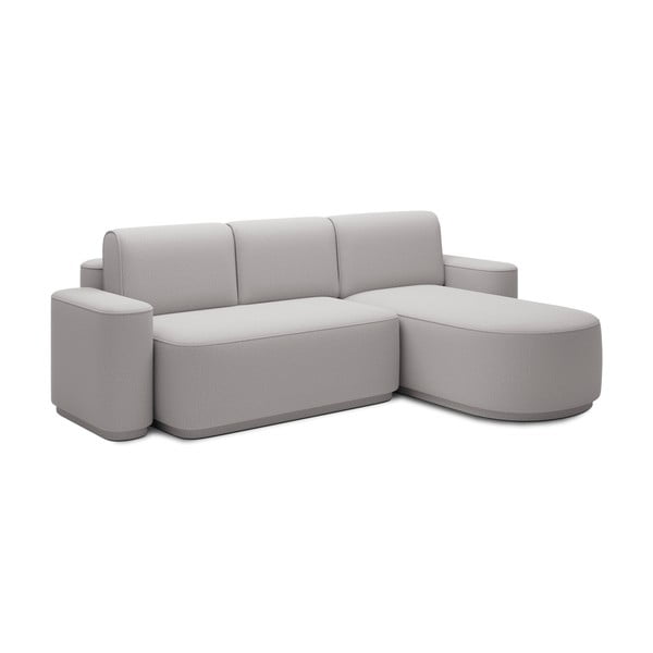 Gaiši pelēks salokāms/ar uzglabāšanas vietu stūra dīvāns no šenila auduma (ar labo stūri/ar zvilni) Aurumm – ELTAP-image-2