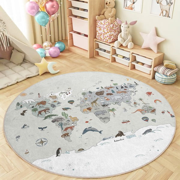 Mazgājams bērnu rotaļu paklājs ø80 cm Big World – Mila Home-image-4