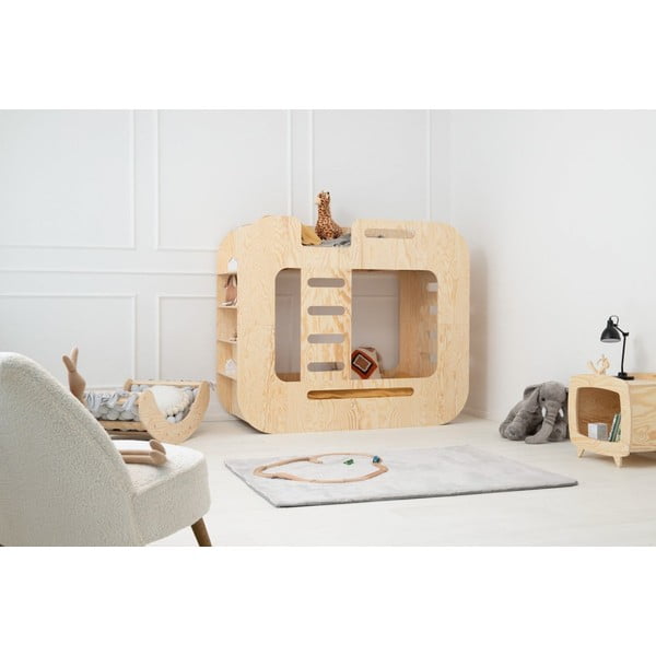 Dabīga toņa divstāvu bērnu gulta ar veļas kasti 90x200 cm Mundo – Adeko-image-2