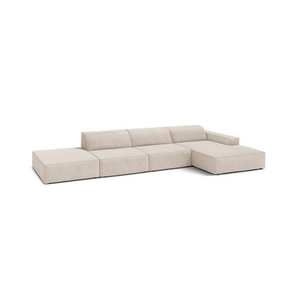 Krēmkrāsas modulārais stūra dīvāns (ar labo stūri/ar zvilni) Jodie – Micadoni -image-1