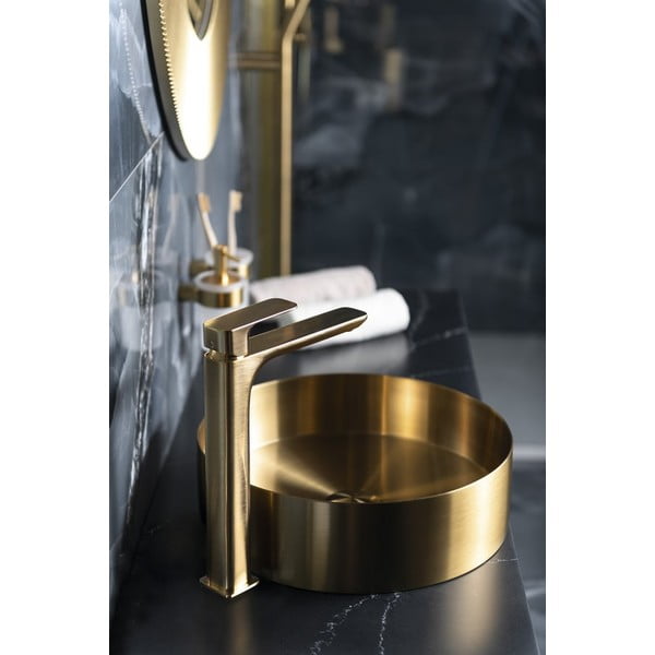 Zelta krāsas stāvošs jaucējkrāns izlietnei Spy – Sapho-image-1