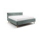 Gaiši zila polsterēta divvietīga gulta ar veļas kasti ar redelēm 160x200 cm Lotte – Meise Möbel