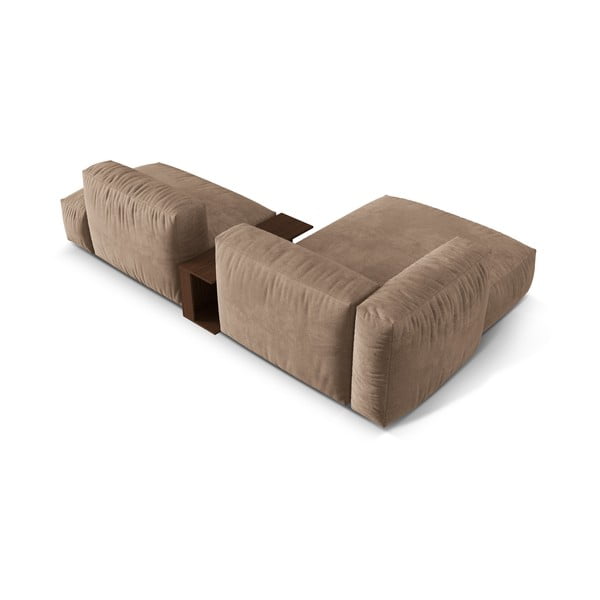 Gaiši brūns samta modulārais stūra dīvāns (ar kreiso stūri/ar zvilni) Martina – Micadoni -image-3