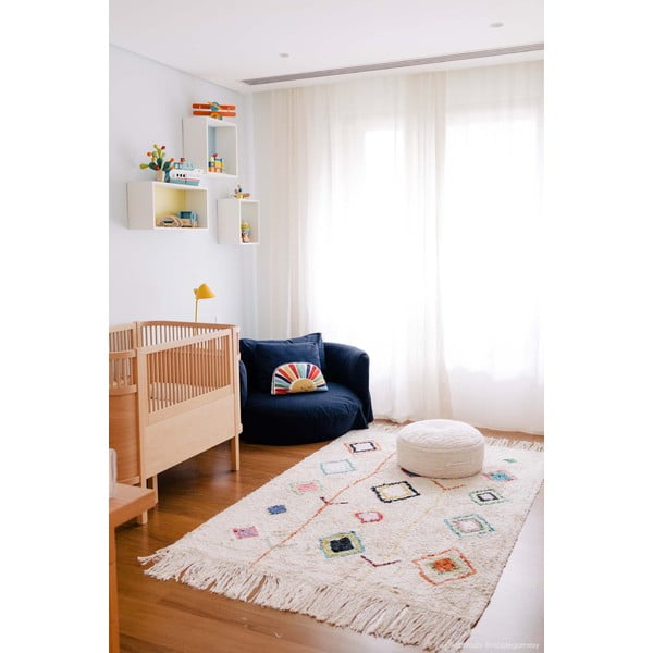 Krēmkrāsas mazgājams/ar rokām darināts kokvilnas paklājs 140x200 cm Kaarol – Lorena Canals-image-1