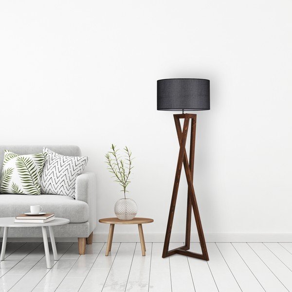 Melna/brūna stāvlampa ar auduma abažūru (augstums 149 cm) Maçka – Opviq lights-image-2