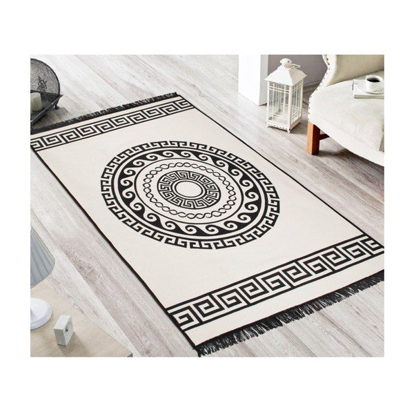 Bēši melns divpusējs paklājs Mandala, 120 x 180 cm-image-2