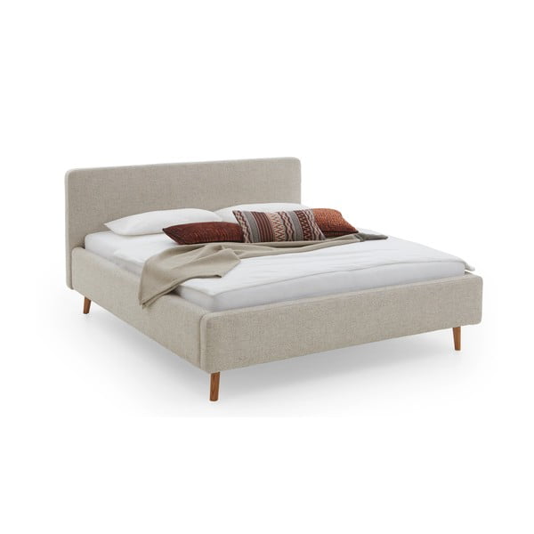 Bēša polsterēta divvietīga gulta bez režģa 140x200 cm Mattis – Meise Möbel-image-4