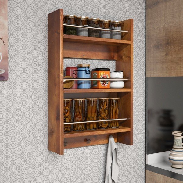 Sienas koka virtuves plaukts Selo Walnut-image-1