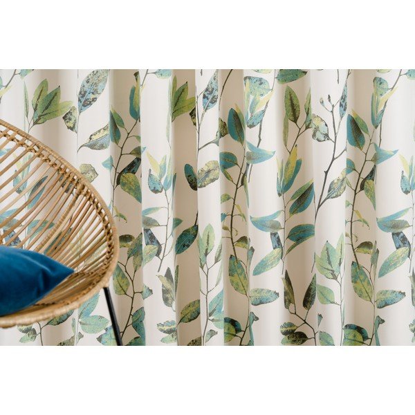 Zaļš/krēmkrāsas aizkars ar āķiem 210x260 cm Maui – Mendola Fabrics-image-1