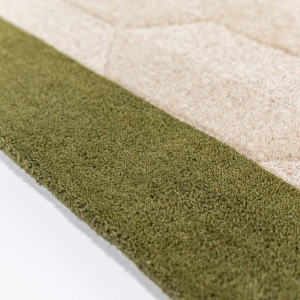 Zaļš/dabīga toņa ar rokām darināts vilnas paklājs 160x230 cm Apex Border Wool – Flair Rugs-image-4