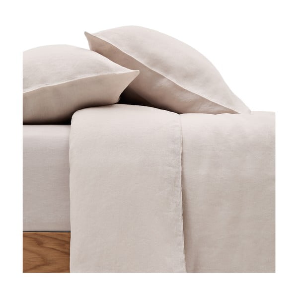 Pelēkbēša vienguļamā/īpaši gara gultas veļa no lina maisījuma 150x220 cm Simmel – Kave Home-image-2