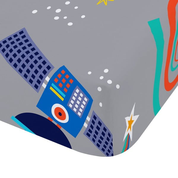 Pelēks vienguļamais bērnu palags ar gumiju 90x190 cm Lost In Space – Catherine Lansfield