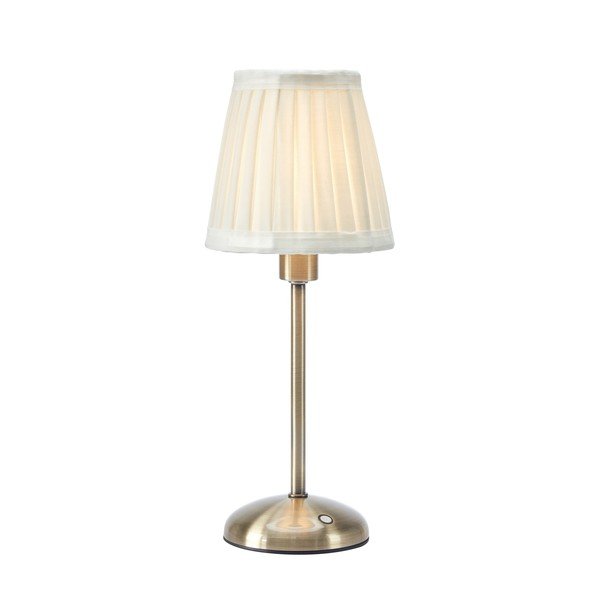 Krēmkrāsas/misiņa krāsas tekstila LED galda lampa ar regulējamu spilgtumu/pārvietojama (augstums 35 cm) Anno – Markslöjd
