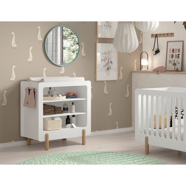 Balta bērnu kumode ar pārtinamo galdiņu 88x95x57 cm Smile – Vipack-image-1