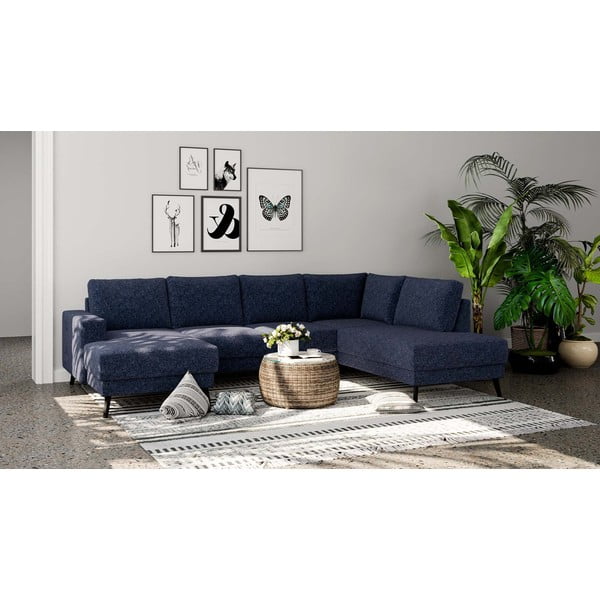 Tumši zils stūra dīvāns (labais stūris) Fynn – Ghado-image-1