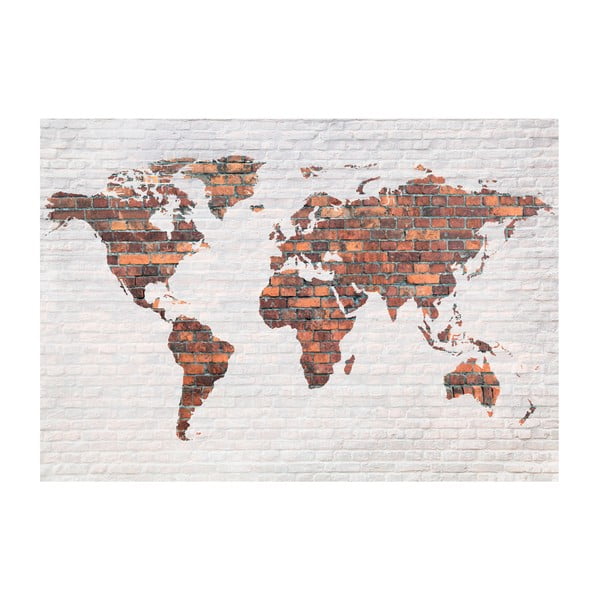 Lielformāta tapetes Bimago Brick World Map Wall, 400 x 280 cm