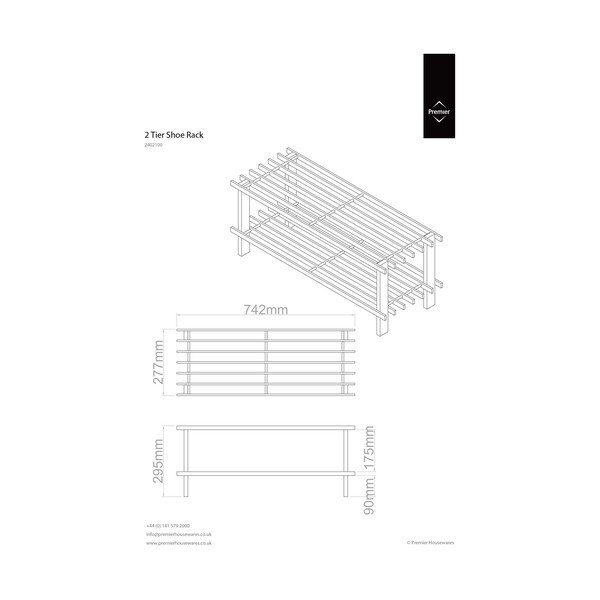 Dabīga toņa ciedra masīvkoka apavu plaukts – Premier Housewares-image-2