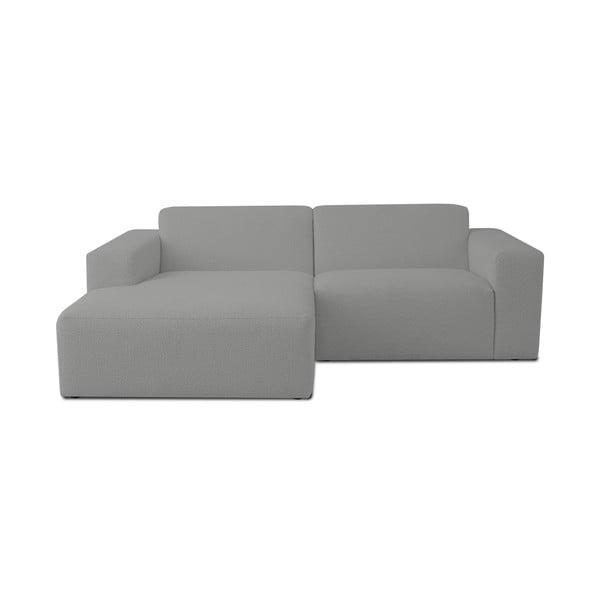 Pelēks stūra dīvāns no buklē auduma (ar kreiso stūri) Roxy – Scandic