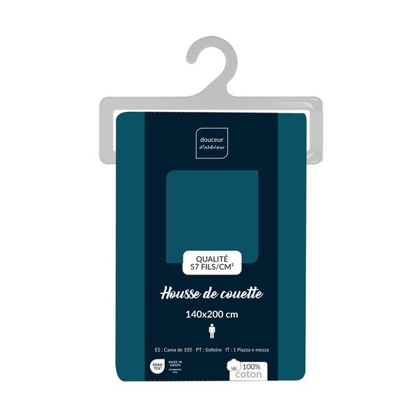 Zaļganzils vienguļamais kokvilnas segas pārvalks 140x200 cm Lina – douceur d'intérieur-image-2