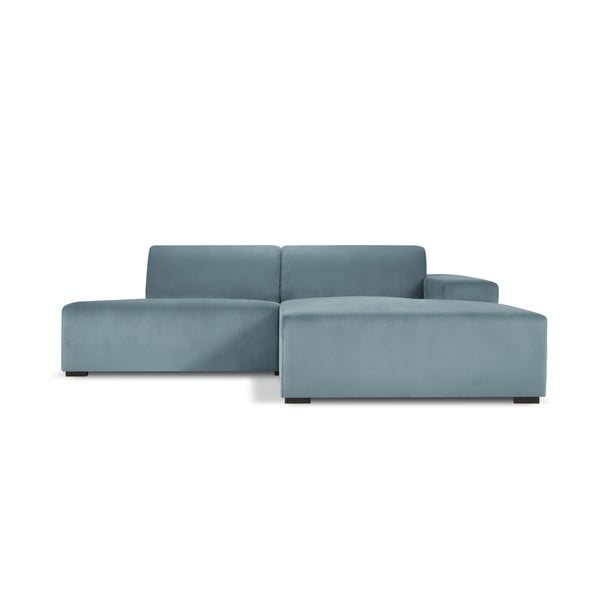 Gaiši zils velveta stūra dīvāns Cosmopolitan Design Hobart, labais stūris
