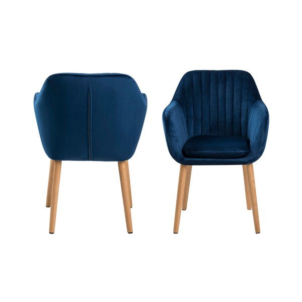 Tumši zils polsterēts ēdamistabas krēsls ar roku balstiem Emilia – Actona-image-4