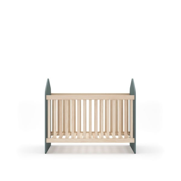 Dabīga toņa/dūmakaini zaļa bērnu gultiņa ar priedes koka imitāciju 60x120 cm Estefania – Marckeric-image-2