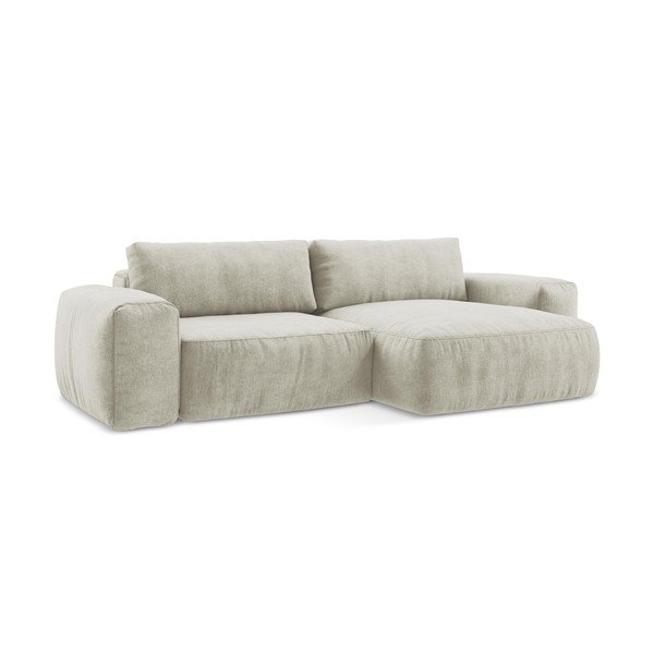 Bēšs salokāms stūra dīvāns no šenila auduma (ar labo stūri/ar zvilni) Kuki – Makamii-image-2