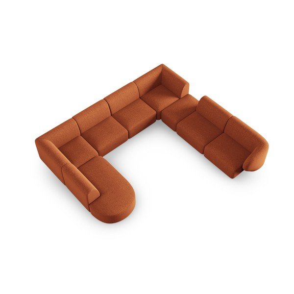 Terakotas oranžs stūra dīvāns no šenila auduma (ar labo stūri/U veida) Paolo – Milo Casa-image-1