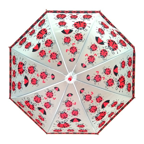 Bērnu caurspīdīgs lietussargs ar sarkanām detaļām Birdcage Ladybird, ⌀ 82 cm