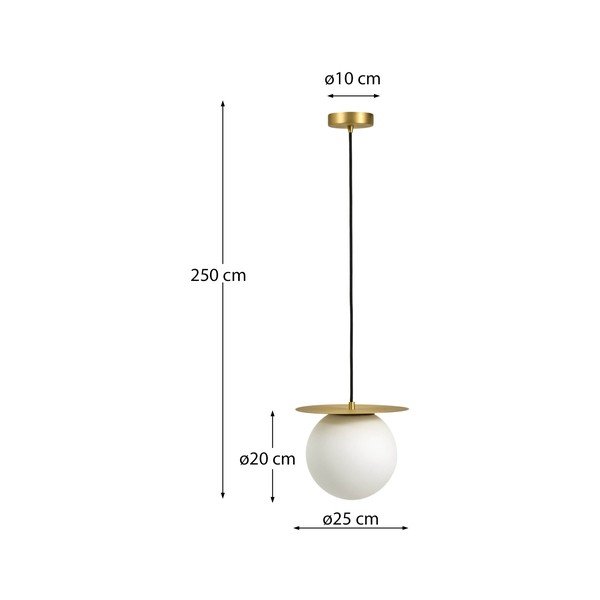Balta/zelta krāsas metāla piekaramā lampa ar stikla abažūru ø 25 cm Brisia – Kave Home-image-4