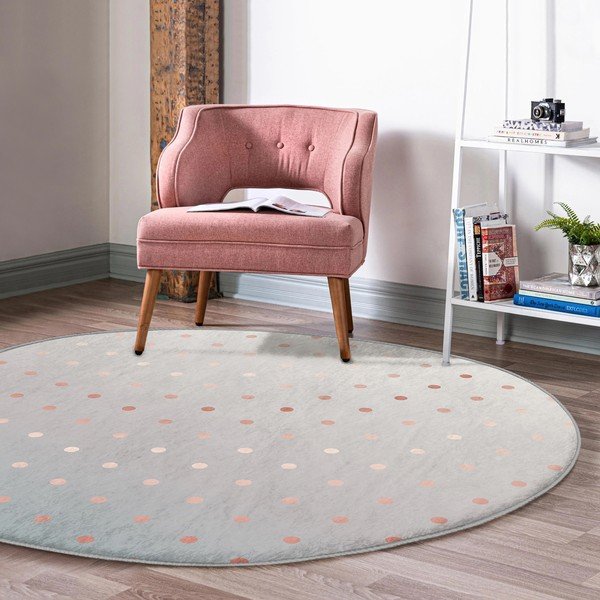 Pelēks/vara krāsas mazgājams robotu putekļu sūcējiem piemērots apaļš paklājs ø 80 cm Comfort – Mila Home-image-1