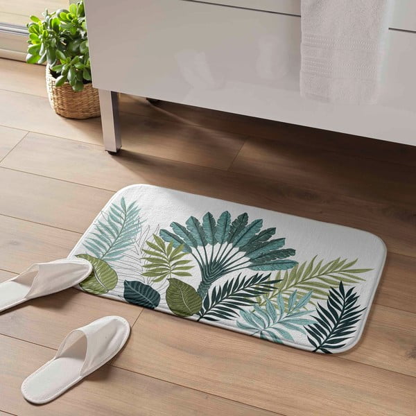 Balts/zaļš vannas istabas paklājiņš 45x75 cm Panazio – douceur d'intérieur-image-1