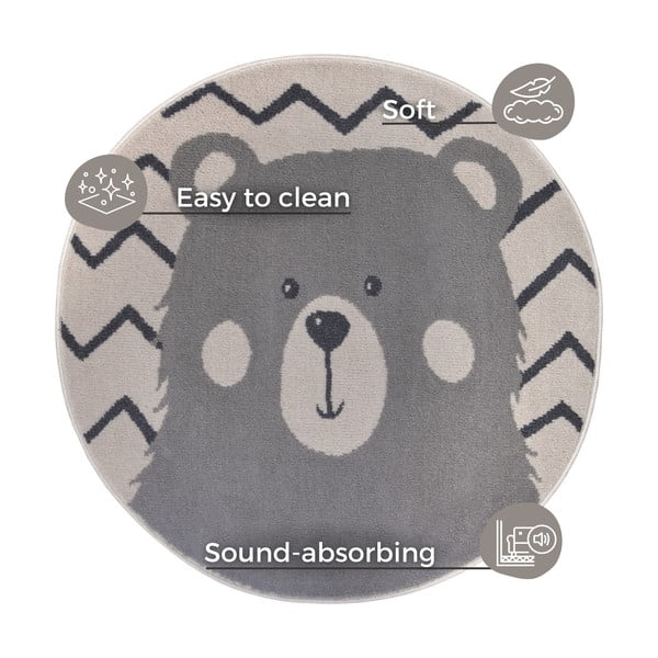 Pelēks bērnu paklājs ø 140 cm Bear – Hanse Home-image-4